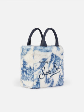 Borsa Mini Vanity morbida e pelosa con stampa toile de jouy