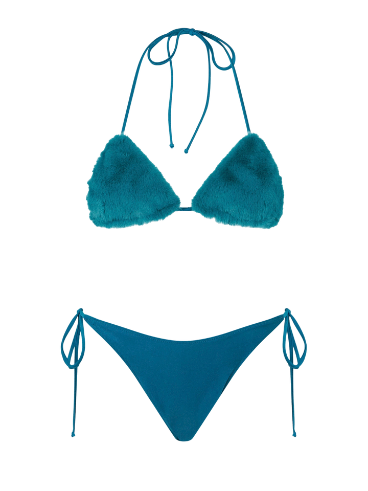 Bikini da donna con top a triangolo verde acqua