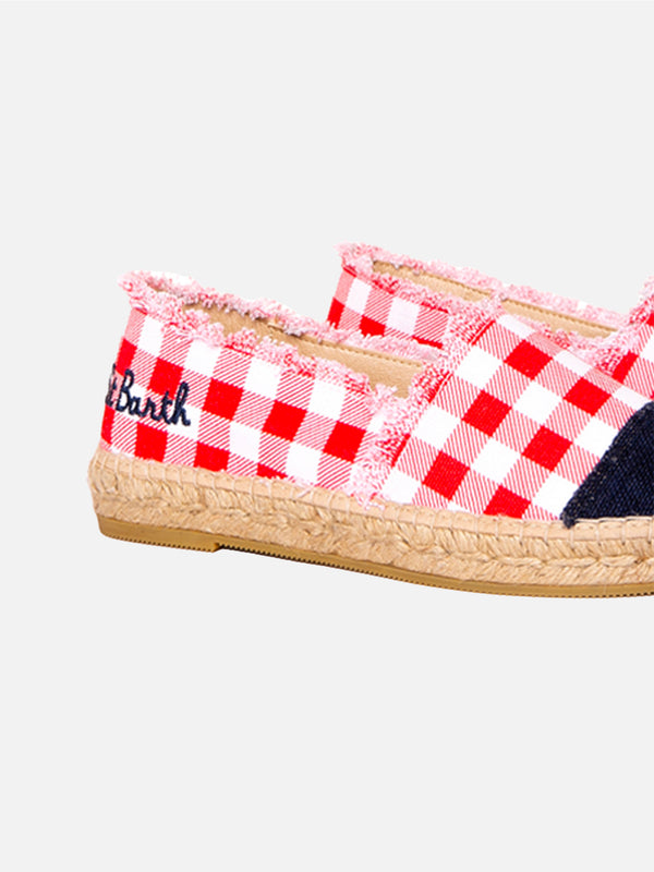 Espadrillas aus Gingham-Canvas mit Stickerei