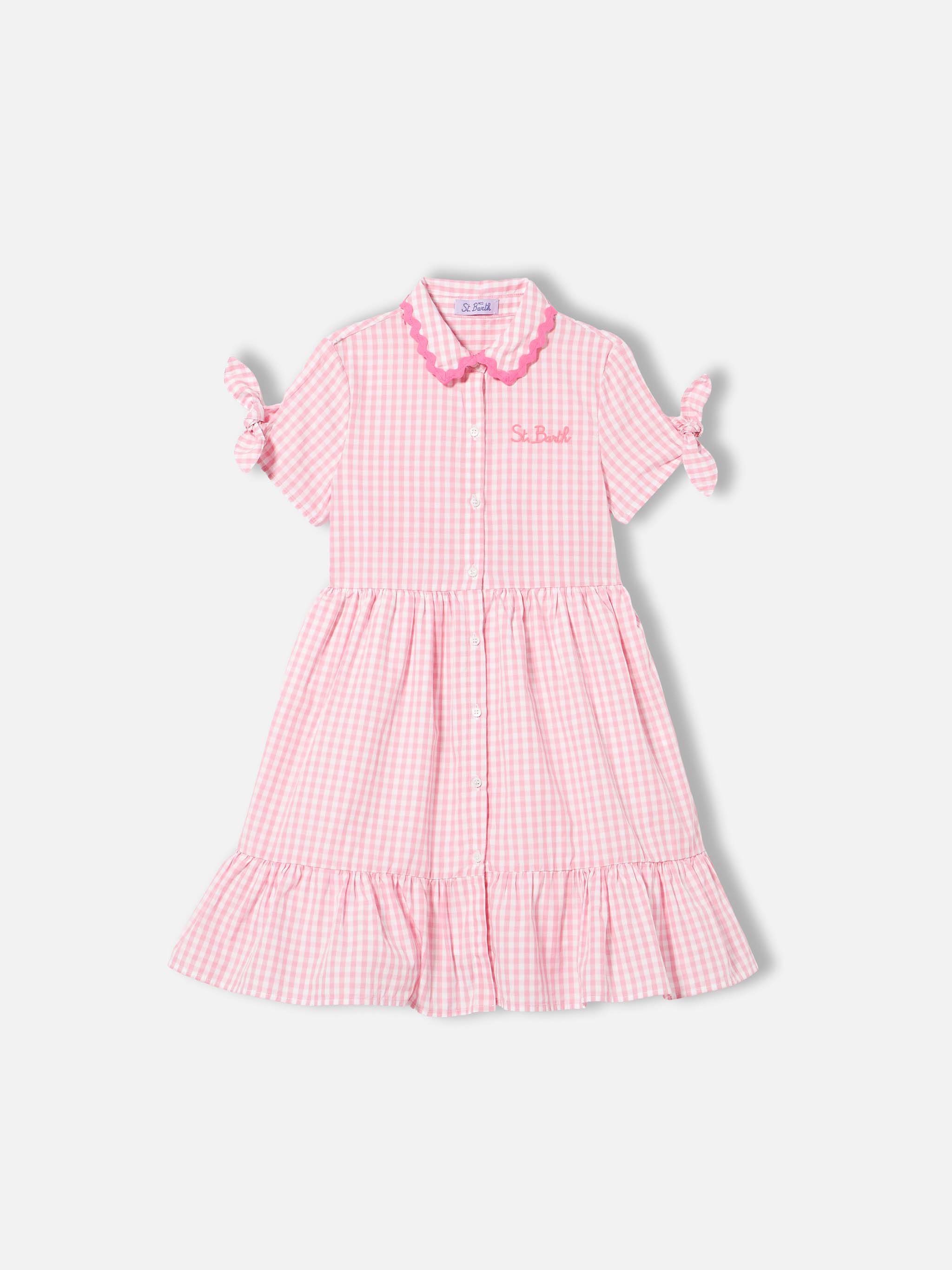 pink gingham dress ladies Girl dress with White and pink gingham print