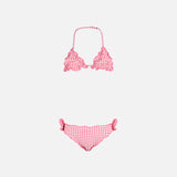 Mädchen-Triangel-Bikini mit rosa Gingham-Print