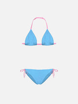 Girl light blue triangle bikini