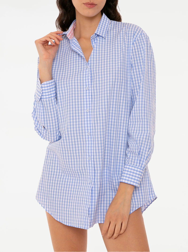 Camicia Vichy con ricamo St. Barth