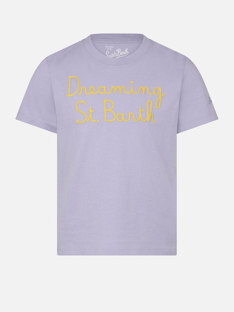 T-shirt da bambina con ricamo Dreaming St. Barth