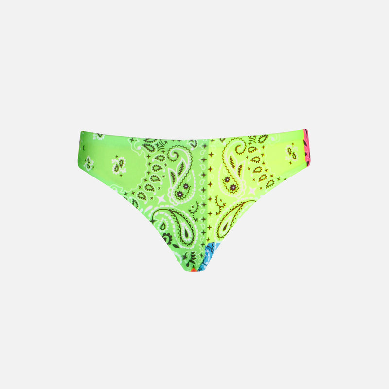 Girl swim briefs with fluo bandanna print