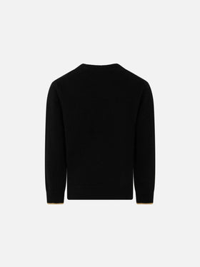 Girl black sweater Princess lurex embroidery
