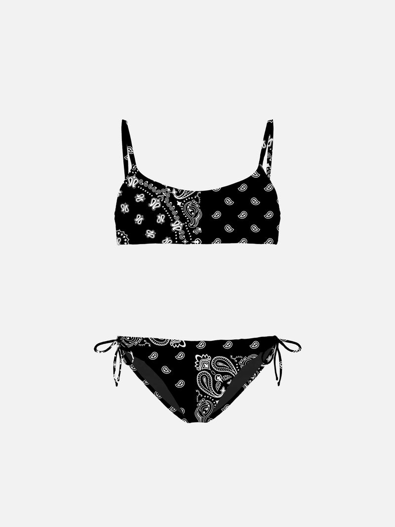 Bikini da bambina a bralette con stampa bandana