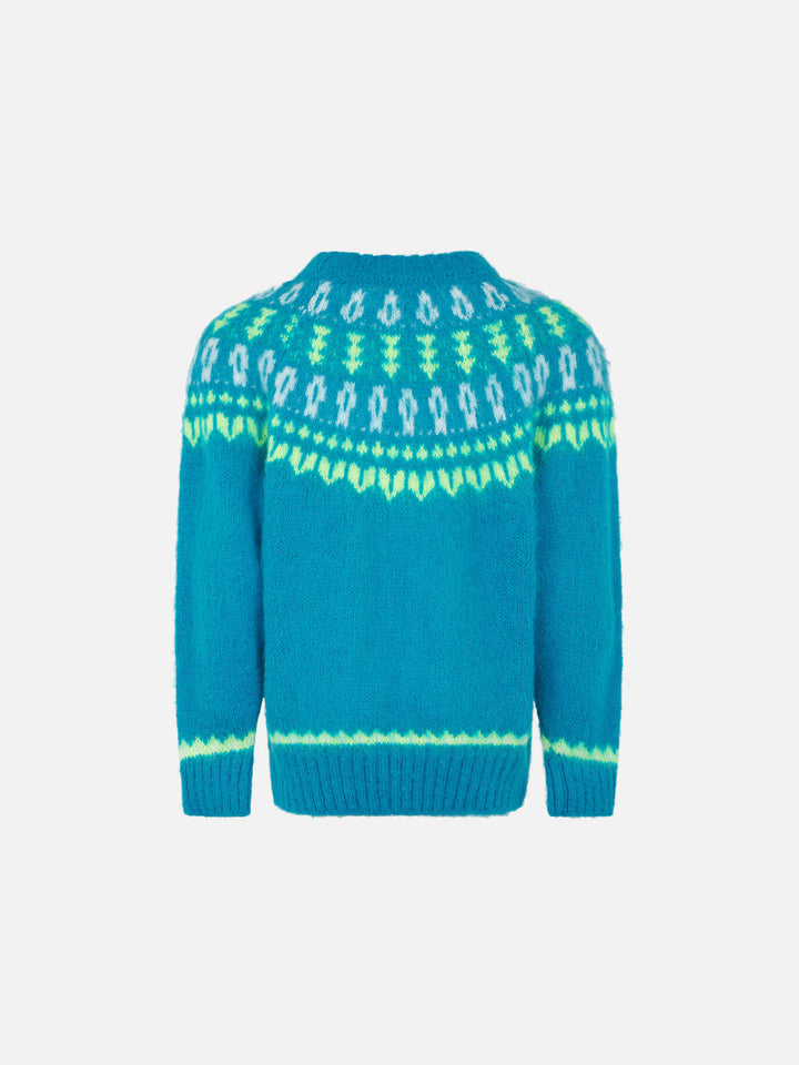 Maglione garzato da bambina con jacquard nordico