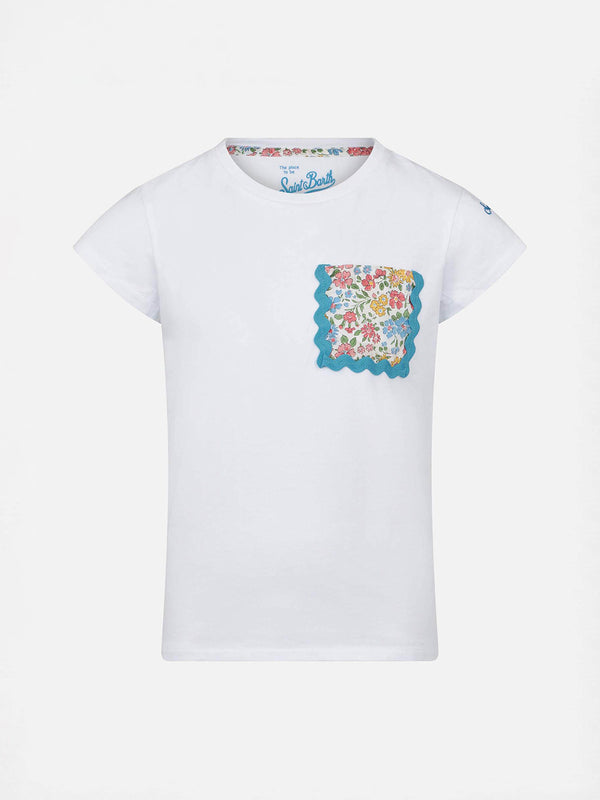 T-shirt da bambina in cotone con taschino