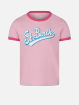 T-shirt da bambina in cotone con stampa St. Barth