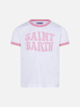 Girl cotton t-shirt with St. Barth groovy print - MC2 Saint Barth