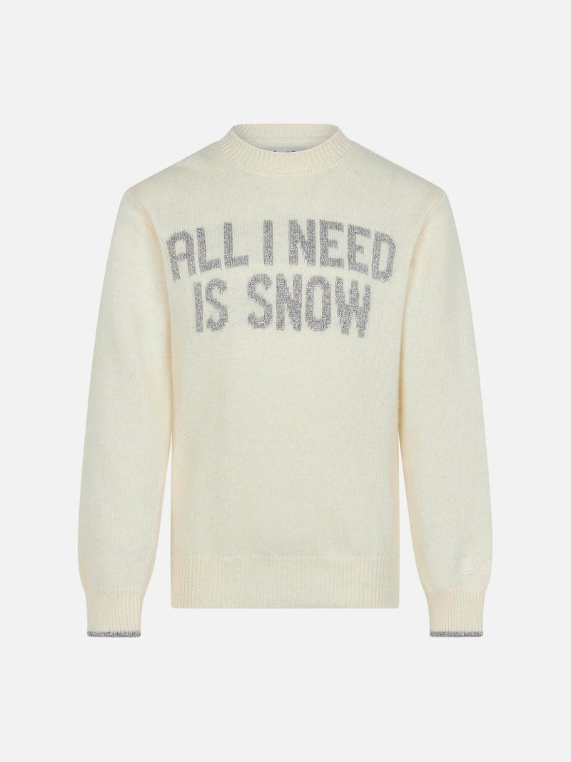 Maglia da bambina girocollo con scritta All I need is snow