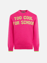 Rundhalspullover für Mädchen mit „Too Cool for School“-Aufdruck