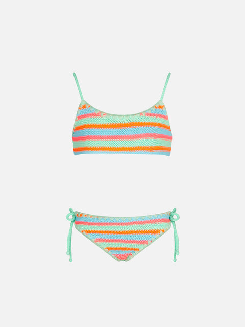 Girl bralette bikini crochet with multicolor stripes - MC2 Saint Barth