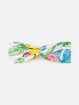 Girl satin hairband with tropical print