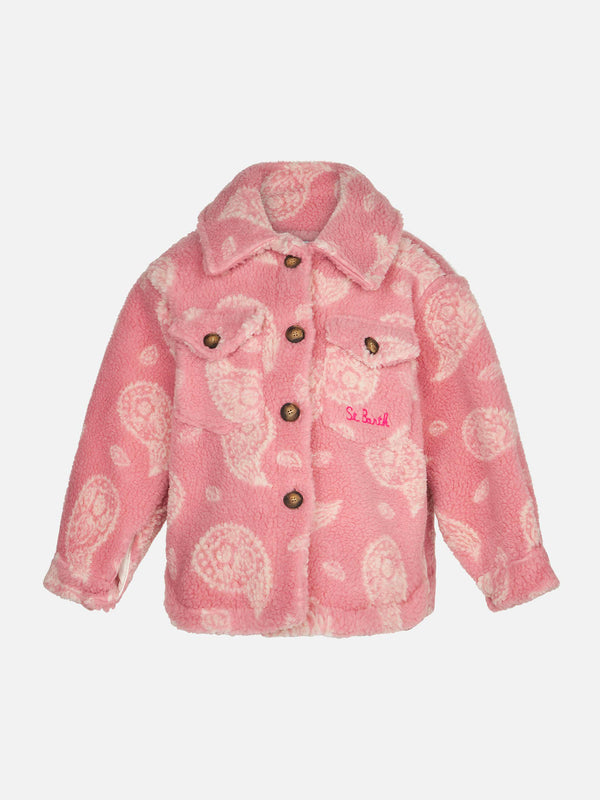 Sherpa-Overshirt für Mädchen mit Paisley-Print