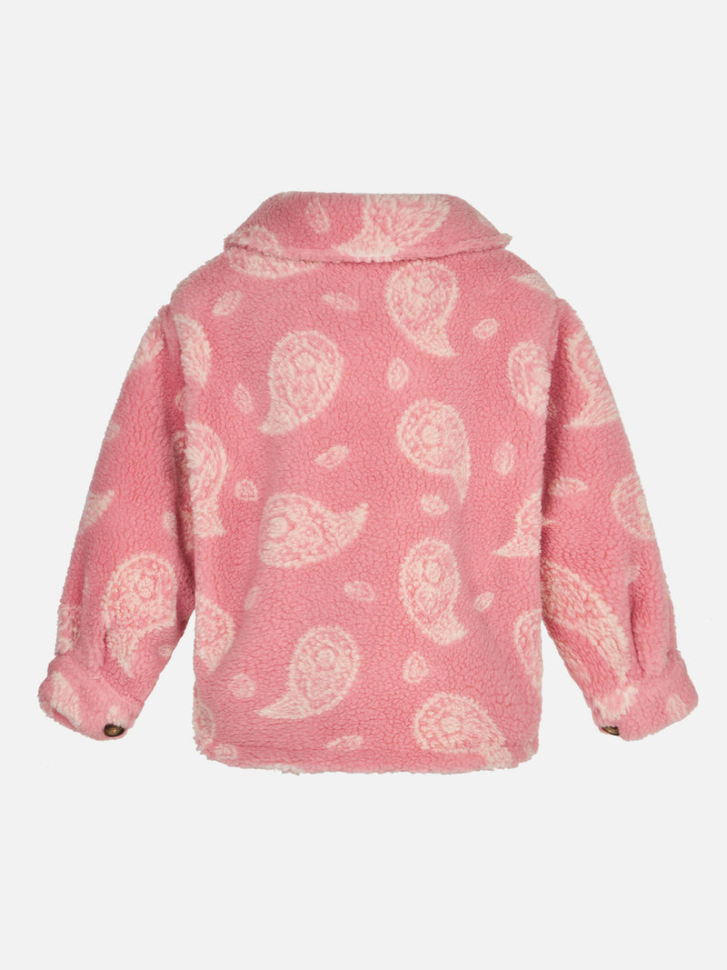 Girl sherpa overshirt with paisley print