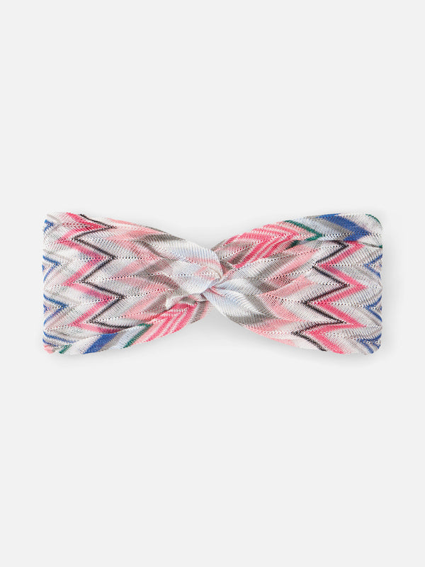 Fascia per capelli rosa chevron da bambina