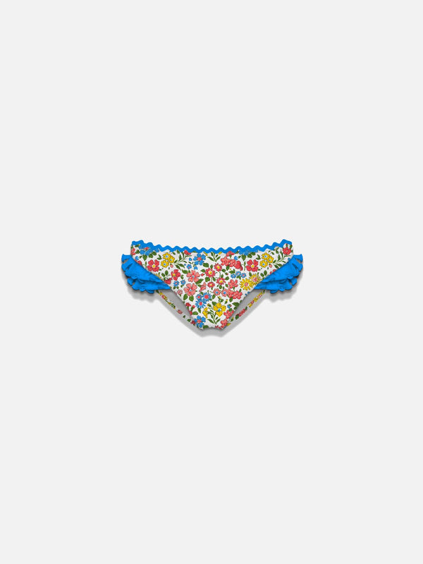 Girl ruffled swim briefs with flower print | Made with Liberty fabric