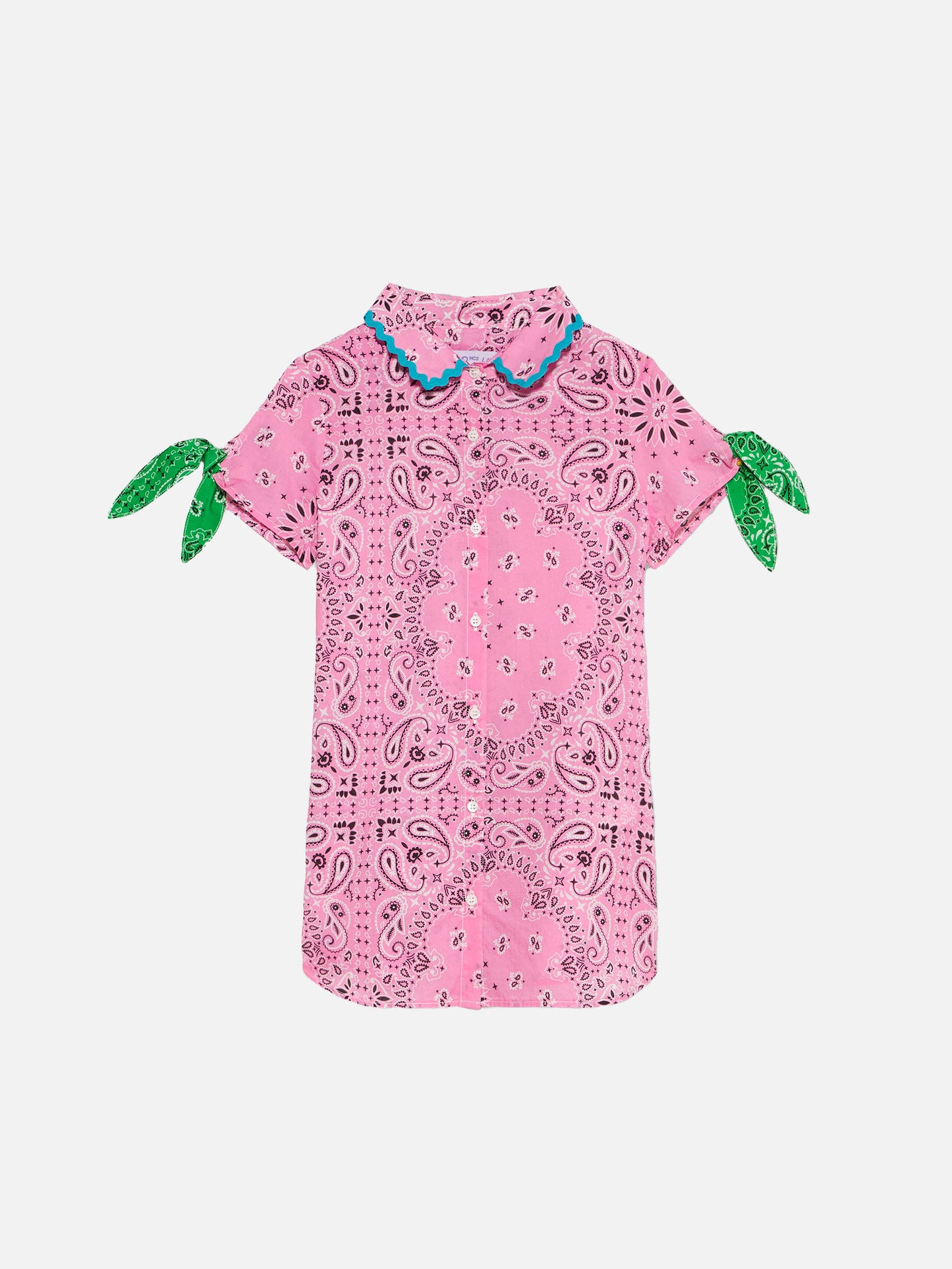 Girl shirt dress with bandanna print