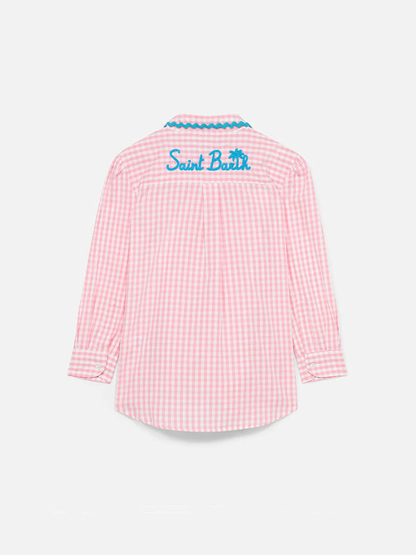 Mädchenshirt mit Gingham-Print