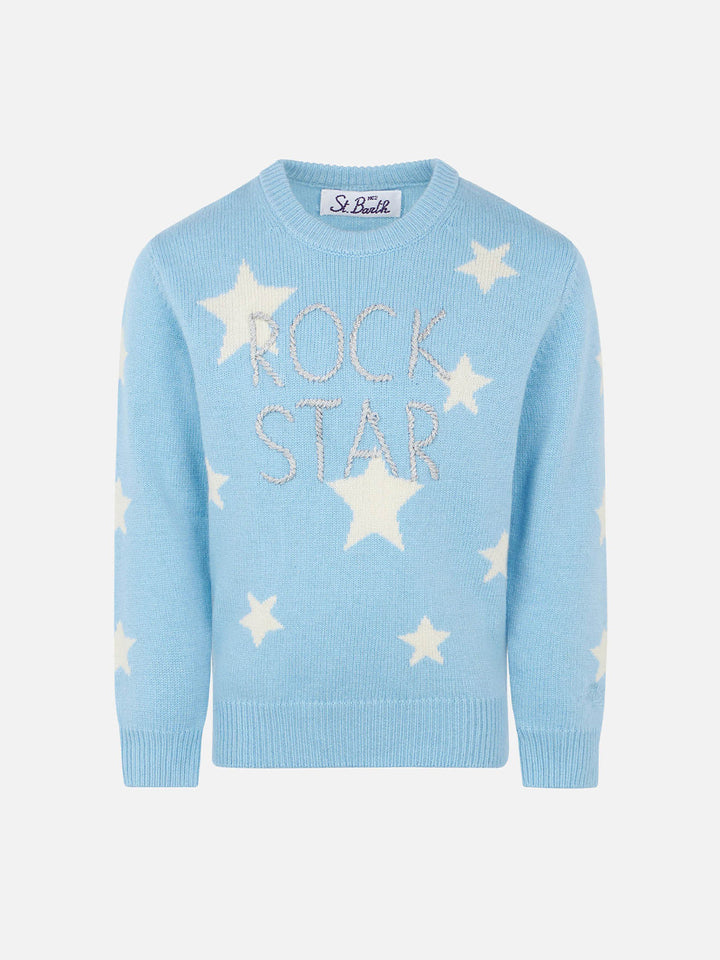 Maglione da bambina con stampa stelle e ricamo Rock Star