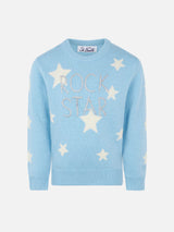 Girl sweater with stars print and Rock Star embroidery