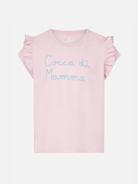 T-shirt da bambina con ricamo Cocca di mamma