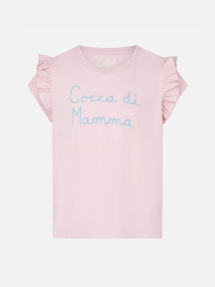 T-shirt da bambina con ricamo Cocca di mamma