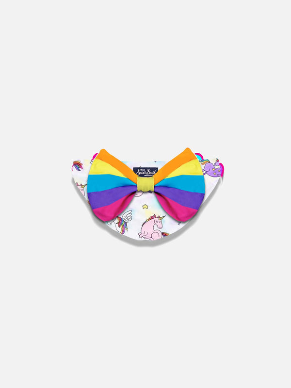 Girl unicorn printed swim briefs with bow