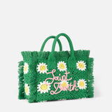 Colette handbag with crochet flower patches