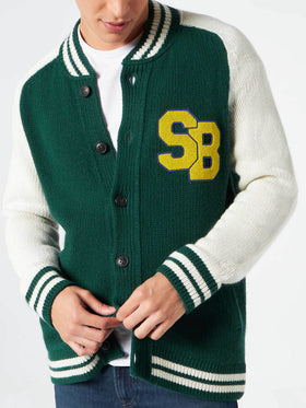 Green knit bomber college style Benjamin