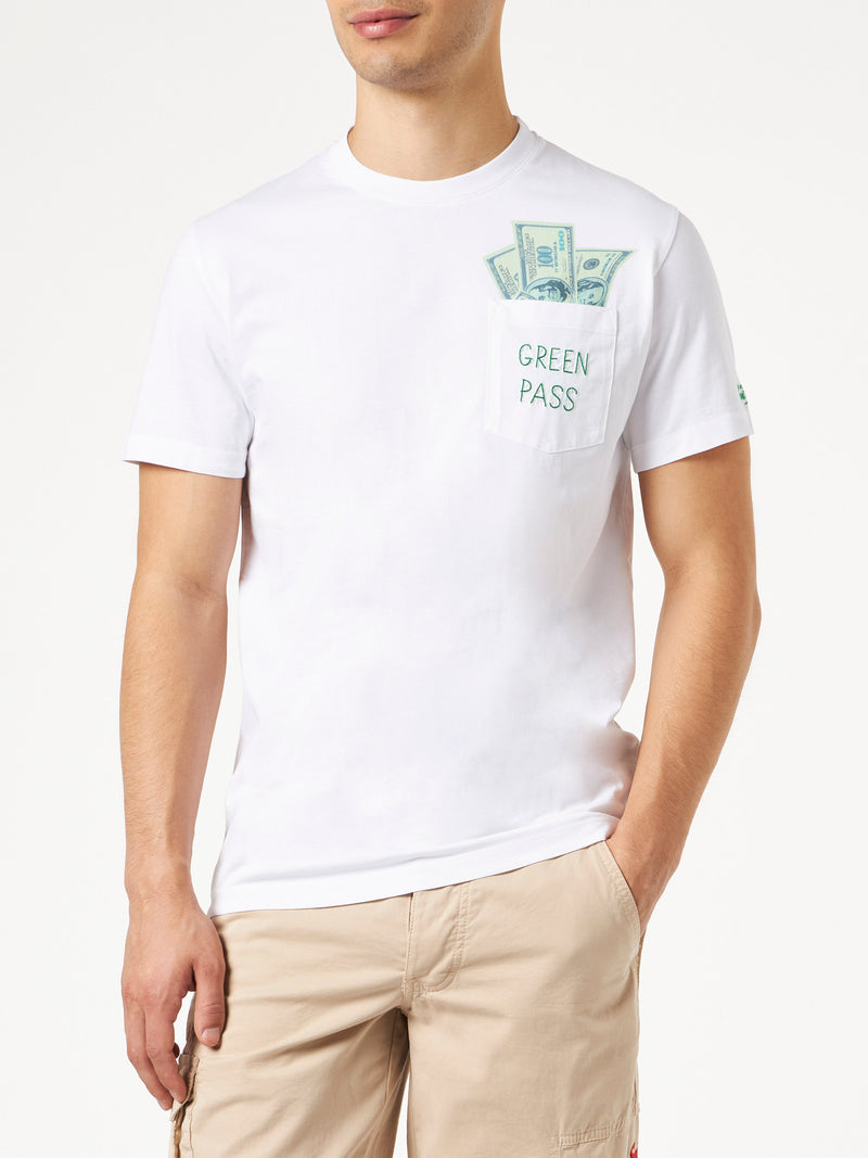 Green pass print cotton t-shirt