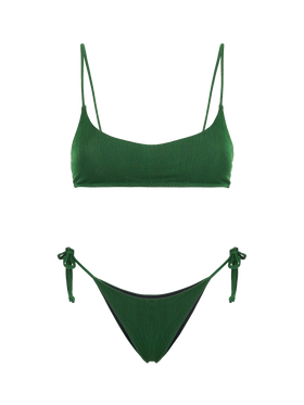 Woman green bralette bikini