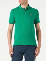 Green polo with St. Barth check logo