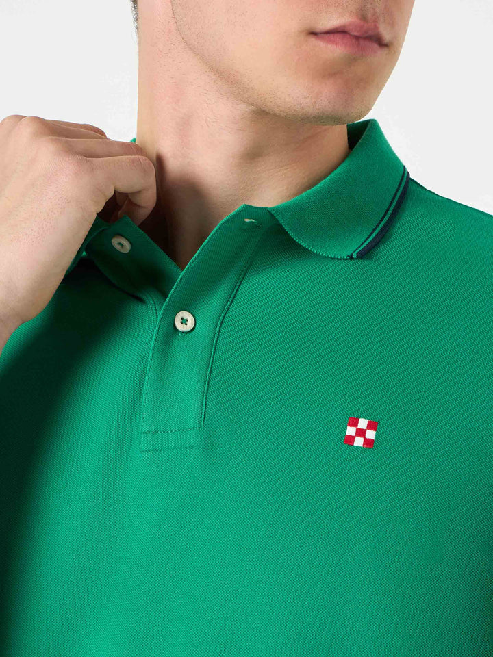 Green polo with St. Barth check logo - MC2 Saint Barth