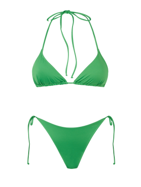 Woman green triangle bikini