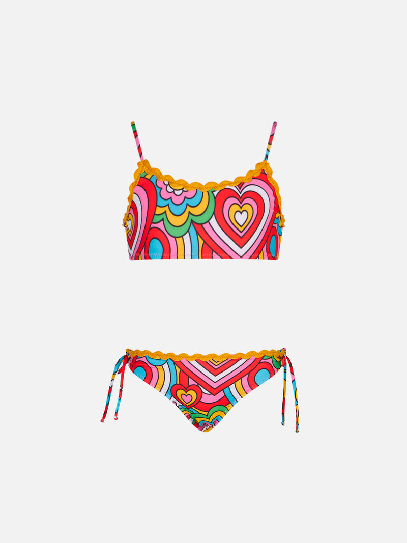 Girl bralette bikini with multicolor print