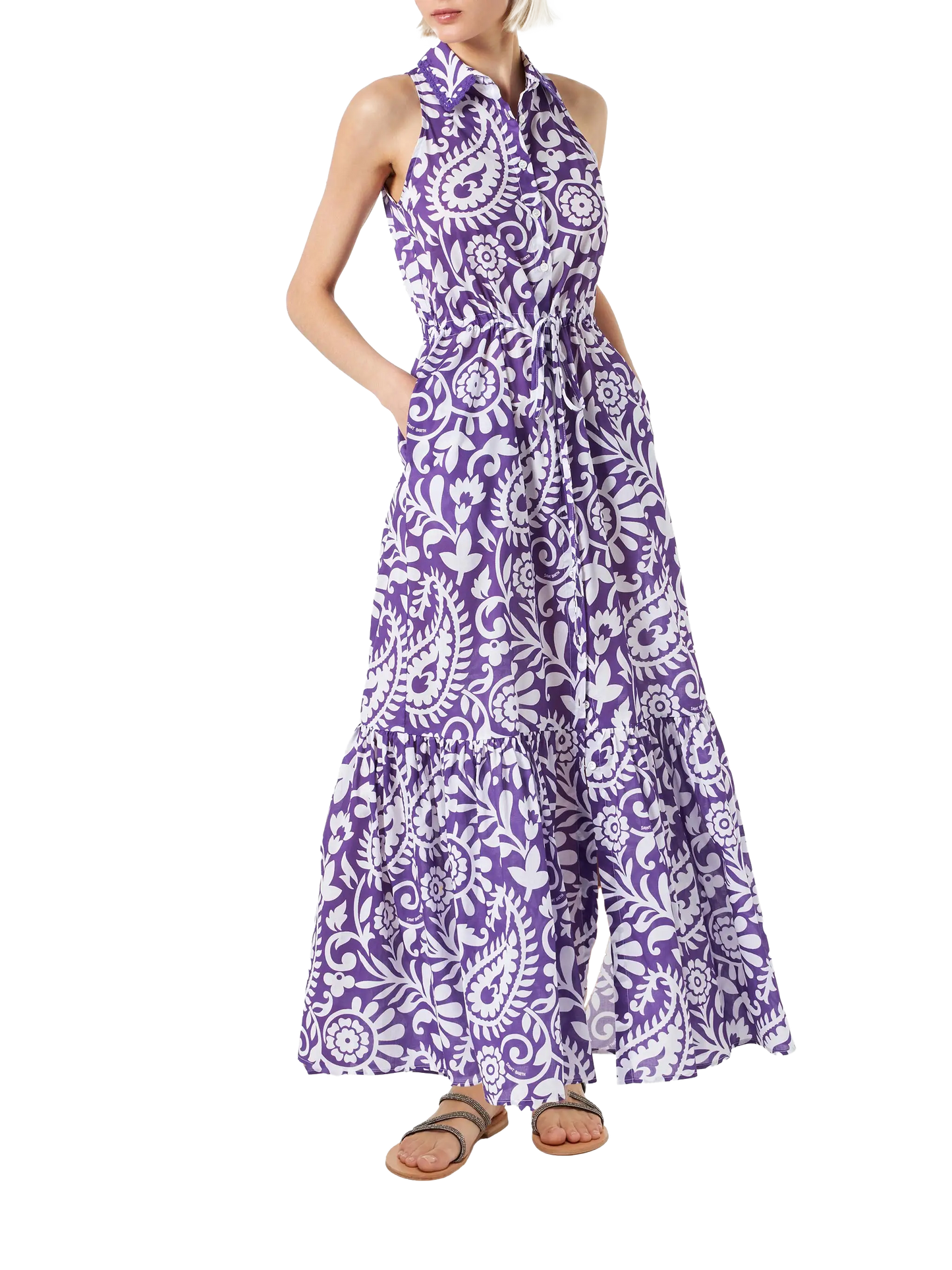 Neckholder-Kleid für Damen mit Paisley-Print