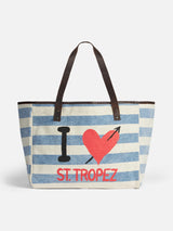 St. Tropez Canvas-Tasche mit Ledergriffen