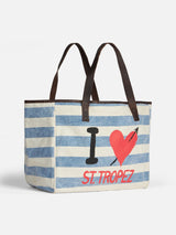 St. Tropez Canvas-Tasche mit Ledergriffen