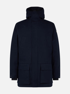 Marineblaue Parkajacke mit Kapuze für Herren Voyager
