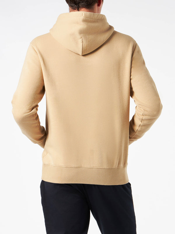 Felpa da uomo beige con patch Cortina