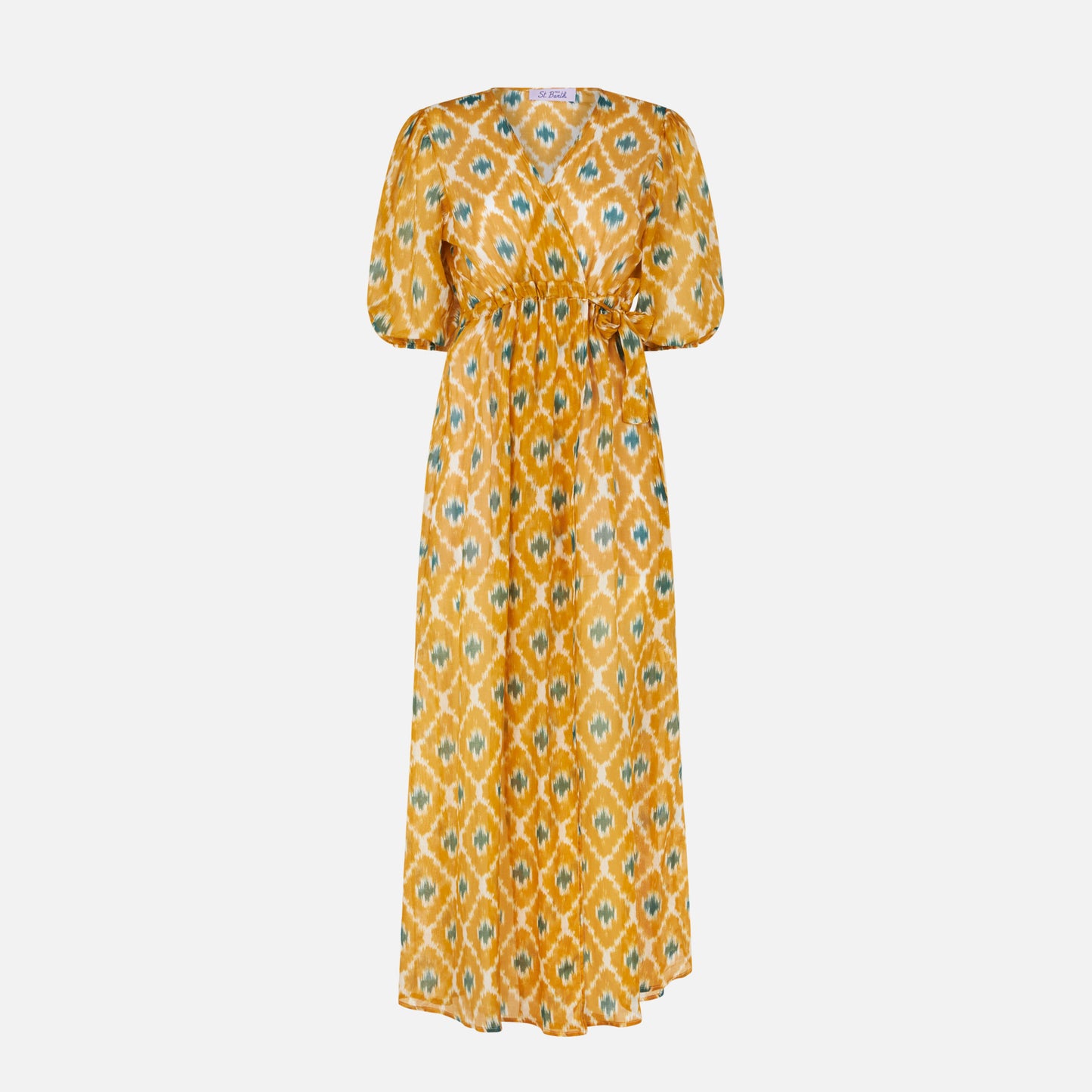 Cotton and silk long dress Bliss with geometric print - MC2 Saint Barth