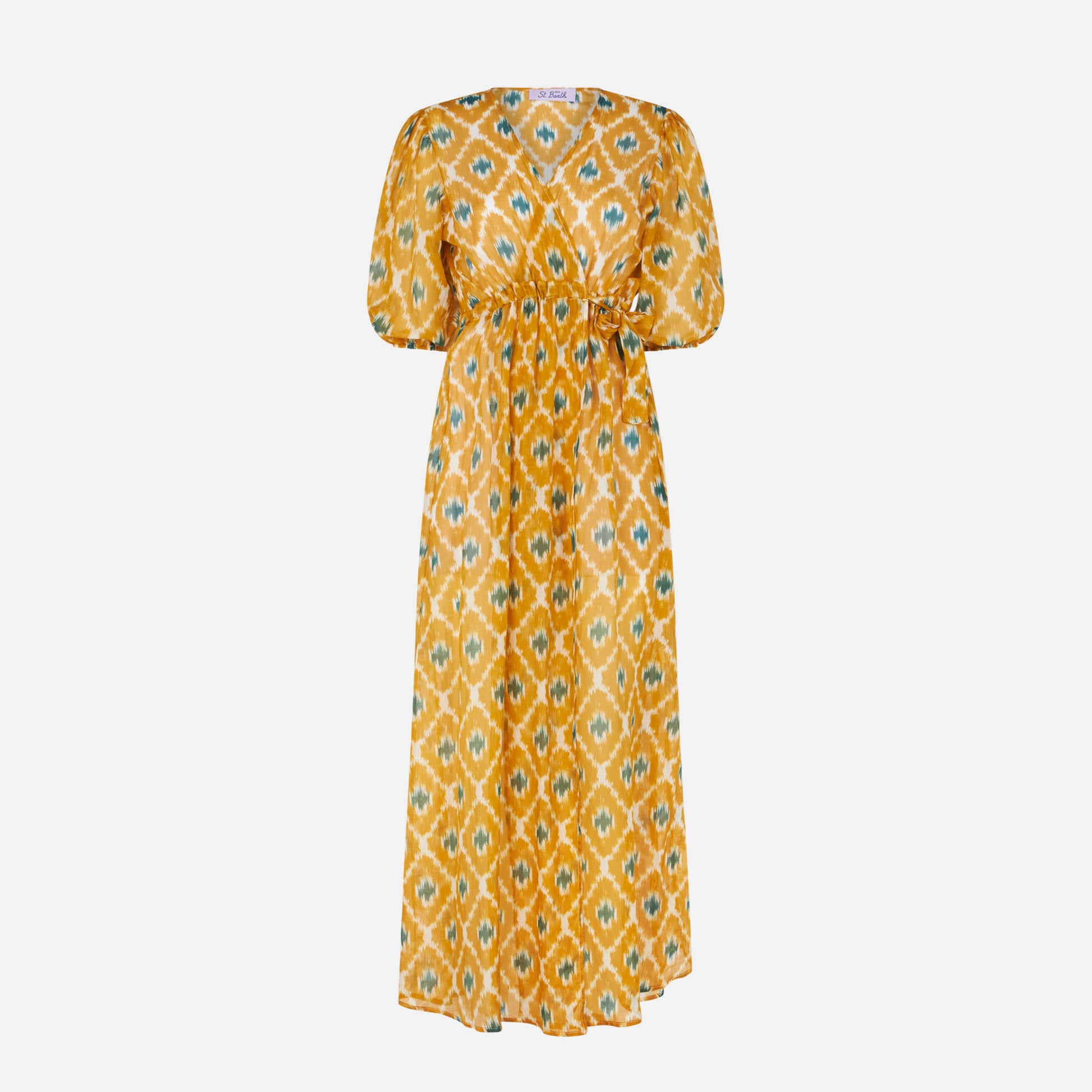 Cotton and silk long dress Bliss with geometric print - MC2 Saint Barth