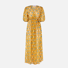 Cotton and silk long dress Bliss with geometric print - MC2 Saint Barth