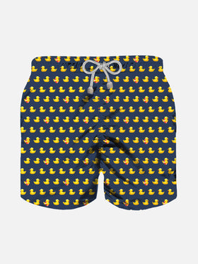 Costume da bagno da bambino in tessuto leggero con stampa papere