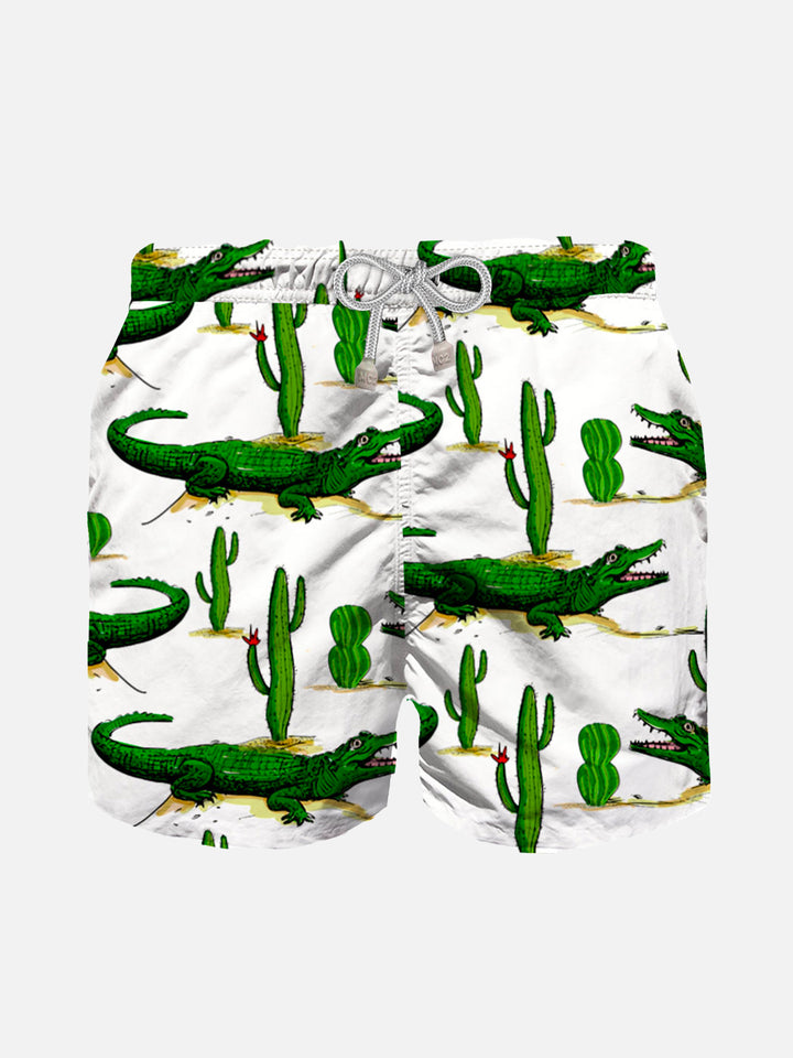 Boy swim shorts with crocodile and cactus print - MC2 Saint Barth