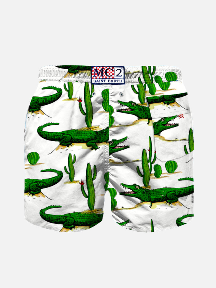Boy swim shorts with crocodile and cactus print - MC2 Saint Barth