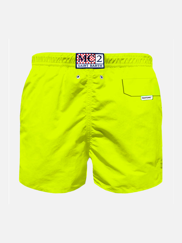 Jungen-Badeshorts aus hellem, fluogelbem Stoff | Pantone™ Sonderausgabe